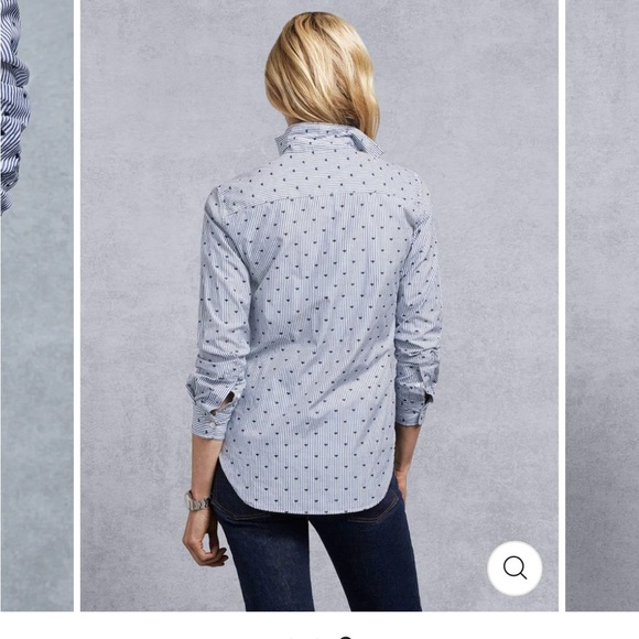 Frank & Eileen Frank Navy Hearts Striped Button Down XS - Picture 3 of 9